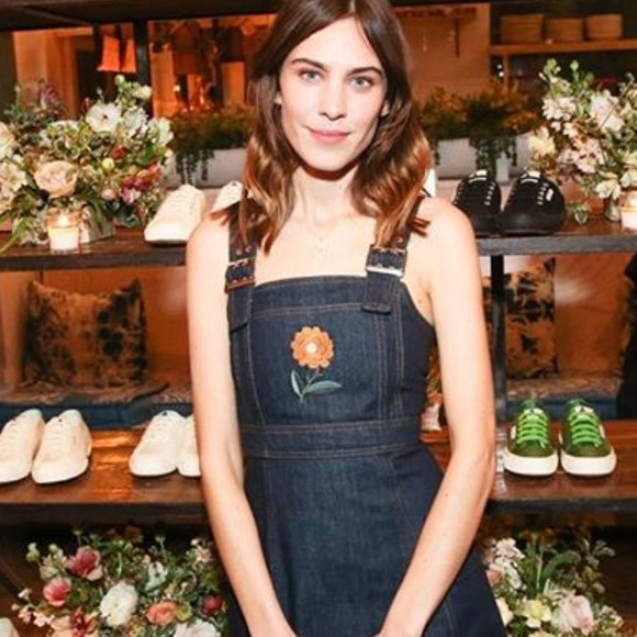 Alexa Chung Flower-Embroidered Denim Midi Dress - Picture 2 of 5